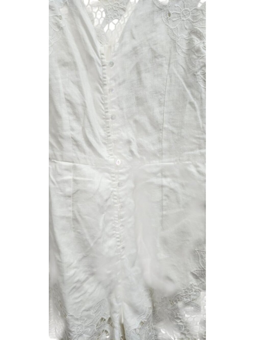 Zimmermann White Linen Lace Romper Playsuit Size 0 /US 4 Floral Embroidered Boho - Picture 3 of 15